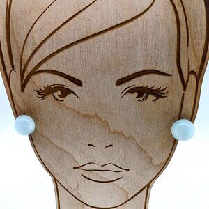 Vintage Soft Grey Moonglow Bead Earrings on Screw Back, Pastel Lucite 1930s Glam